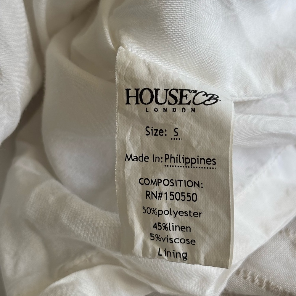 House of CB Natural Striped Linen Draped Shirt Mini Dress Size Small - Picture 3 of 16